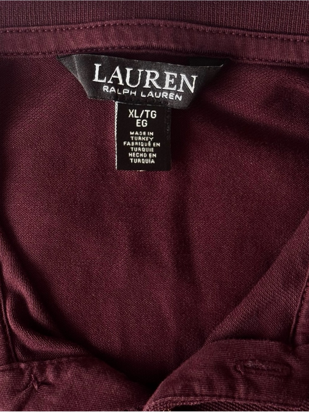 Lauren Ralph Lauren Women’s Burgundy Cotton Knit  Button Polo Shirt Size XL - Picture 3 of 5